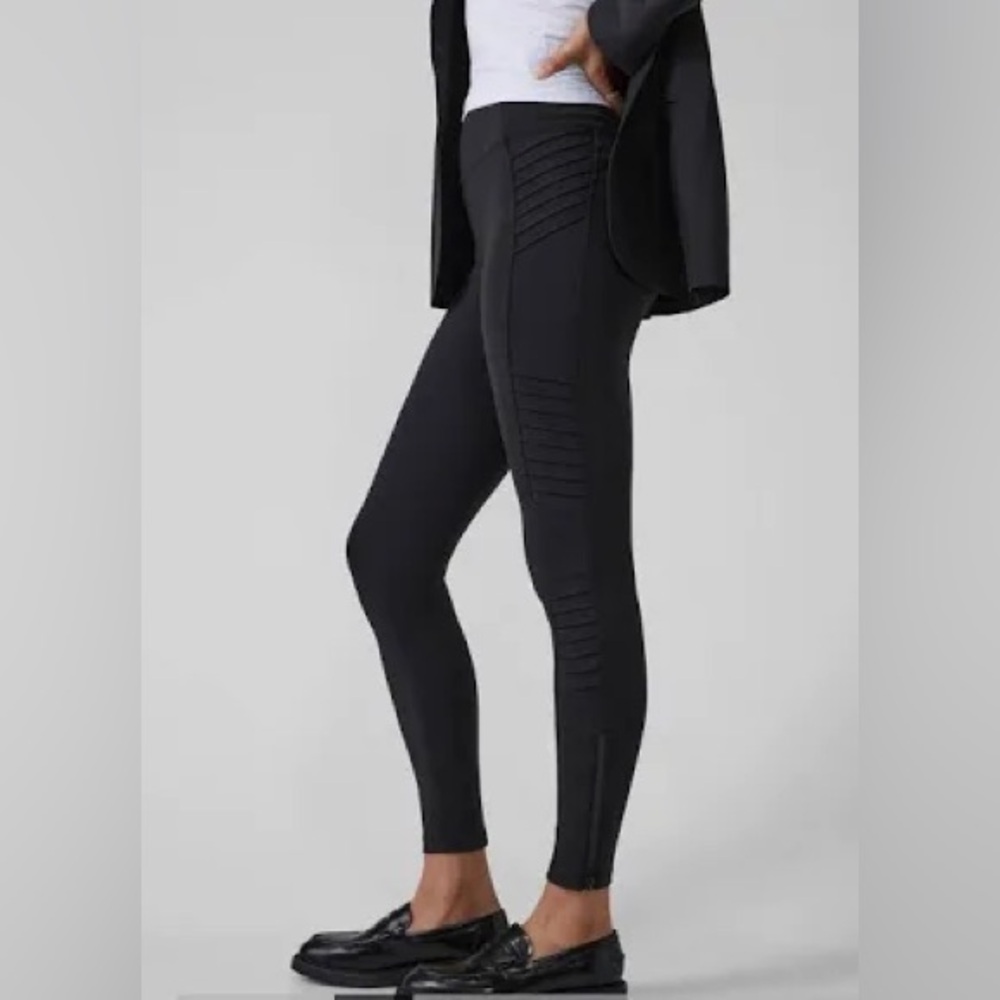 Athleta Delancey Moto Tight Black size Medium
